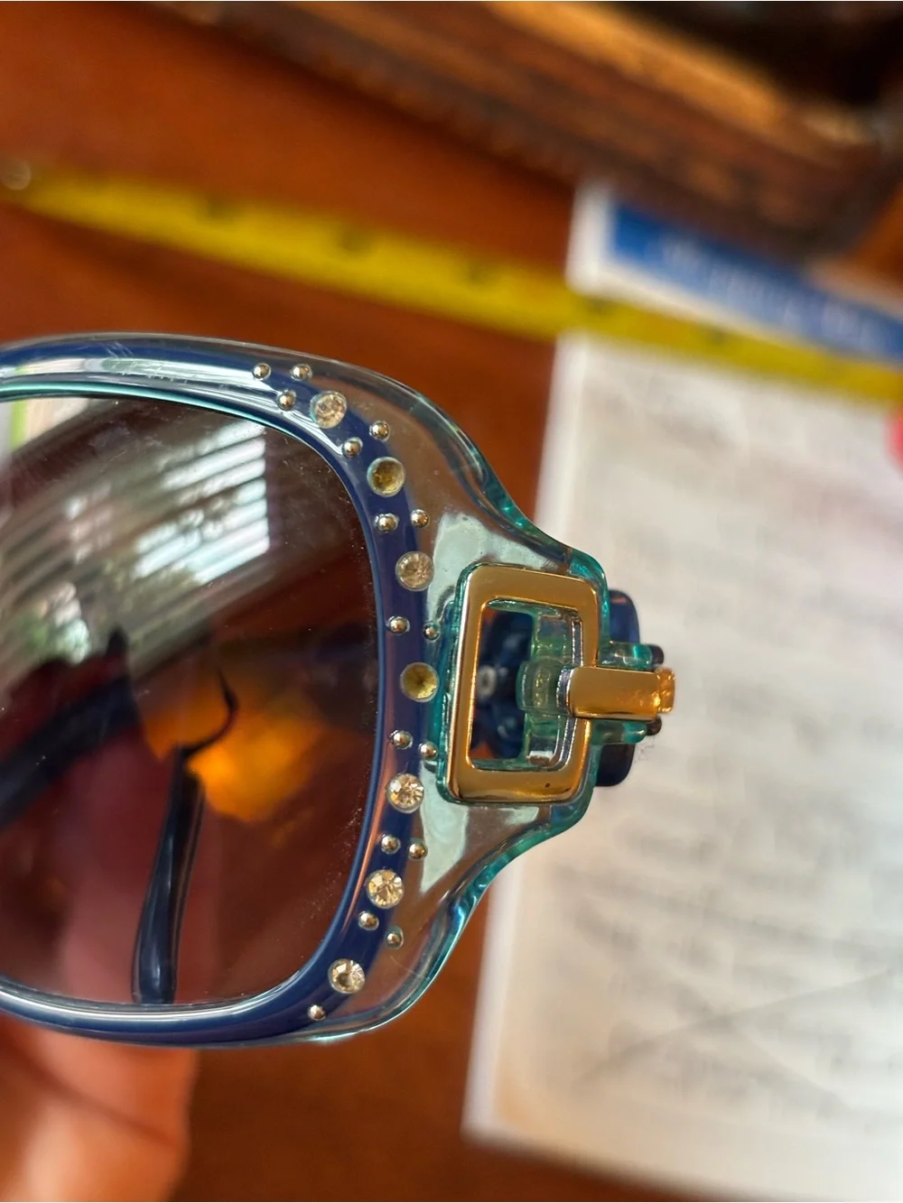 South Pole Oversized Sunglasses w Rhinestone Trim & Chainlink Temples